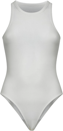 Alaïa Women's White Ribbed Knit Tank Bodysuit