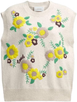 COACH Women's Metallic Floral Knit Vest
