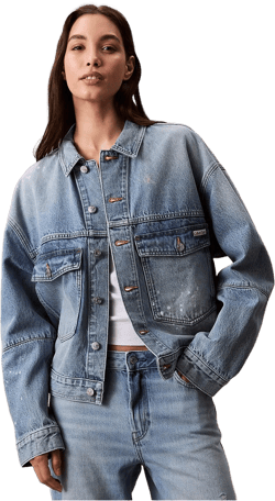 Calvin Klein Women's Blue Calvin Klein Distressed Denim Jacket