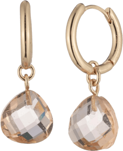 Ralph Lauren Women's Metallic Gold-tone Glass Stone Dangle Hoop Earrings