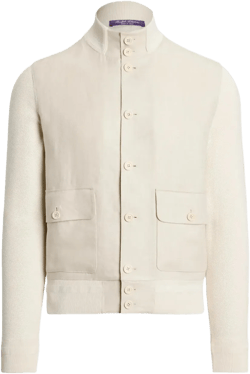 Ralph Lauren Men's White Buttoned Bomber Jacket