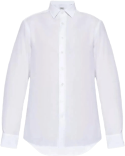 Etro Men's White Jacquard Cotton Shirt Gecko Motif