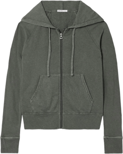 James Perse Women's Green Vintage French Cotton-Terry Hoodie