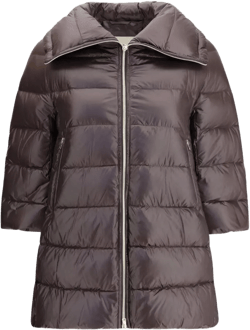 Herno Women's Brown Quilted Padded Midi Jacket With High Collar