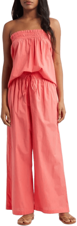 Free People Women's Red Corfu Tube Top &amp; Wide Leg Pants Set