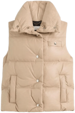 COACH Women's Natural Restored Leather Puffer Vest