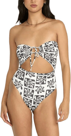 Billabong Women's Blue Ur A Legend Andrew Strapless Cutout One-Piece Swimsuit