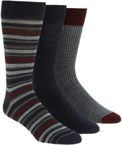 Nordstrom Men's Black Assorted 3-Pack Ribbed Merino Wool Blend Dress Socks