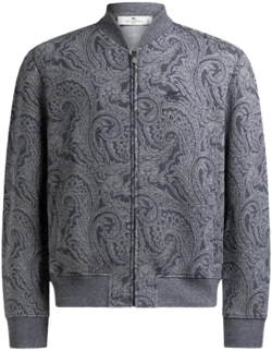 Etro Men's Gray Bomber Jacket With Logo