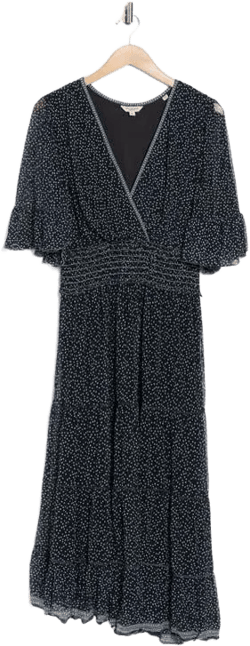 Max Studio Women's Black Smocked Waist Mesh Dress