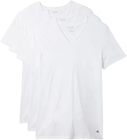 Calvin Klein Men's White Cotton Classics 3-Pack V-Neck T-Shirt T Shirt