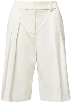 Frankie Shop Women's White Bilbao Pleated Wool Bermuda Shorts