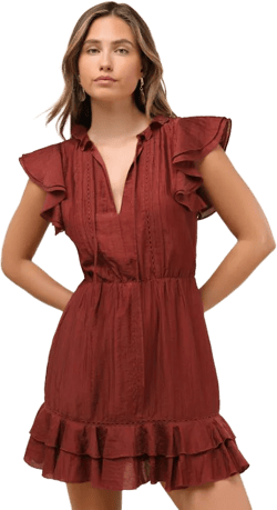 Lulus Women's Tanaya Flutter Sleeve Tiered Mini Dress