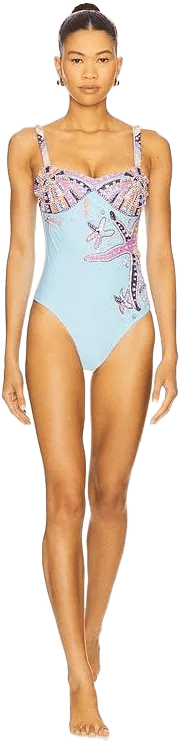Oceanus Women's Blue Selene Seashell One Piece Swimsuit