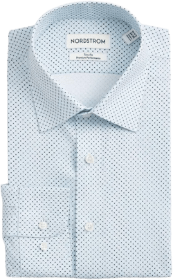 Nordstrom Men's Blue Trim Fit Premium Performance Dress Shirt