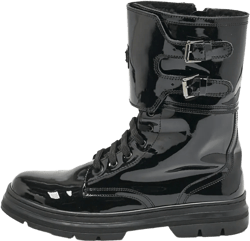 patent-finish combat boots
