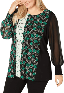 Alfani Womens Mixed Print Pullover Blouse