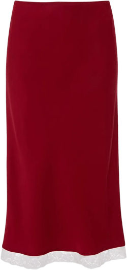 Lace Trim Slip midi skirt