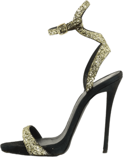 pre-owned 130mm Coarse glittered stiletto sandals