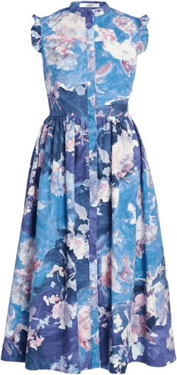 ruffled floral-print dress