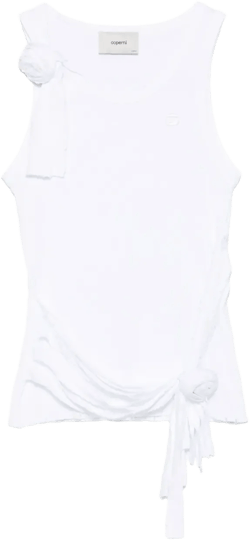 rose-appliqué distressed-effect tank top