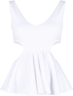 cut-out ruffled tank top