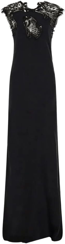lace-detail silk maxi dress