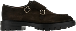 double-buckle suede monk shoes