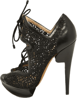 pre-owned 135mm lace platform pumps