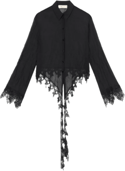 sheer lace-detail shirt