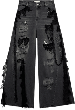 distressed-effect jeans