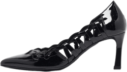 pre-owned 90mm patent-leather cut-out pumps