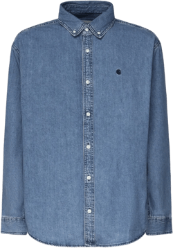 L/S Lucas logo-embroidered denim shirt