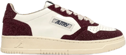 glitter-panel leather trainers