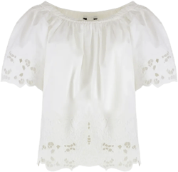 lace-trimmed gathered blouse