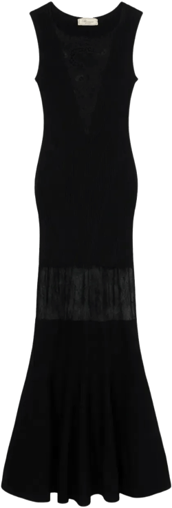 lace-panelled sleeveless gown