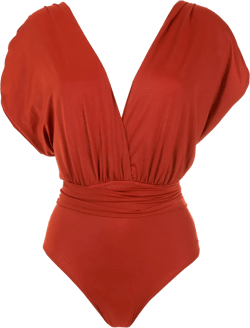 ruched V-neck swimsuit