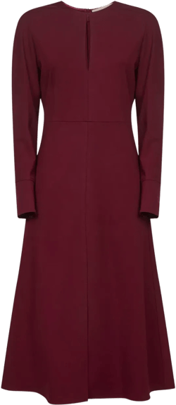 keyhole-neck flared midi dress