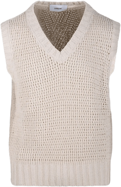 V-neck open-knit sweater