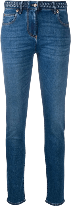 braided-waistband skinny jeans