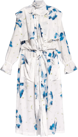floral-print layered shirtdress