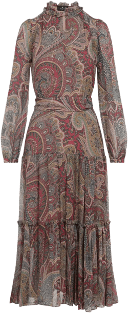 paisley ruffled maxi dress