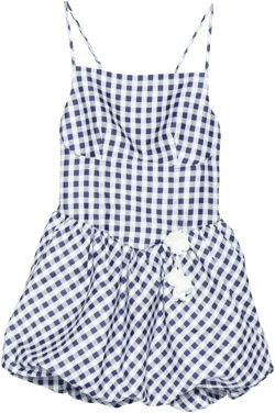 gingham-pattern sleeveless mini dress