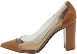 leather clear-panel pumps