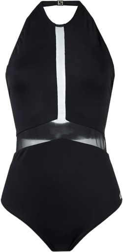 sheer panel halterneck swimsuit