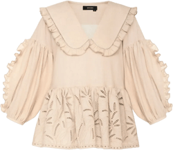 ruffled-collar broderie-anglaise blouse
