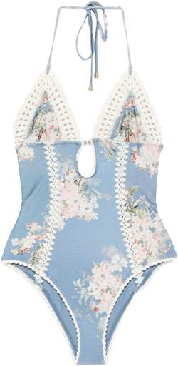 Cascadian crochet-detail swimsuit