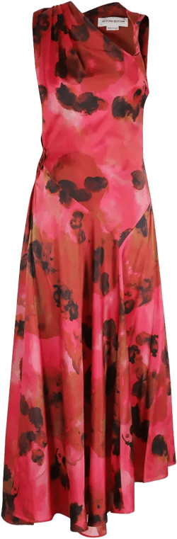 asymmetric floral print dress