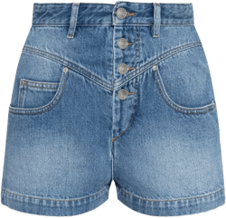 button-fastening denim shorts