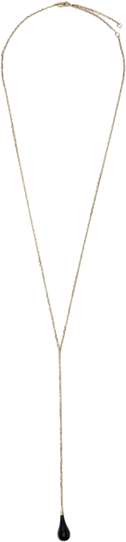 18K gold-plated brass onyx drop necklace